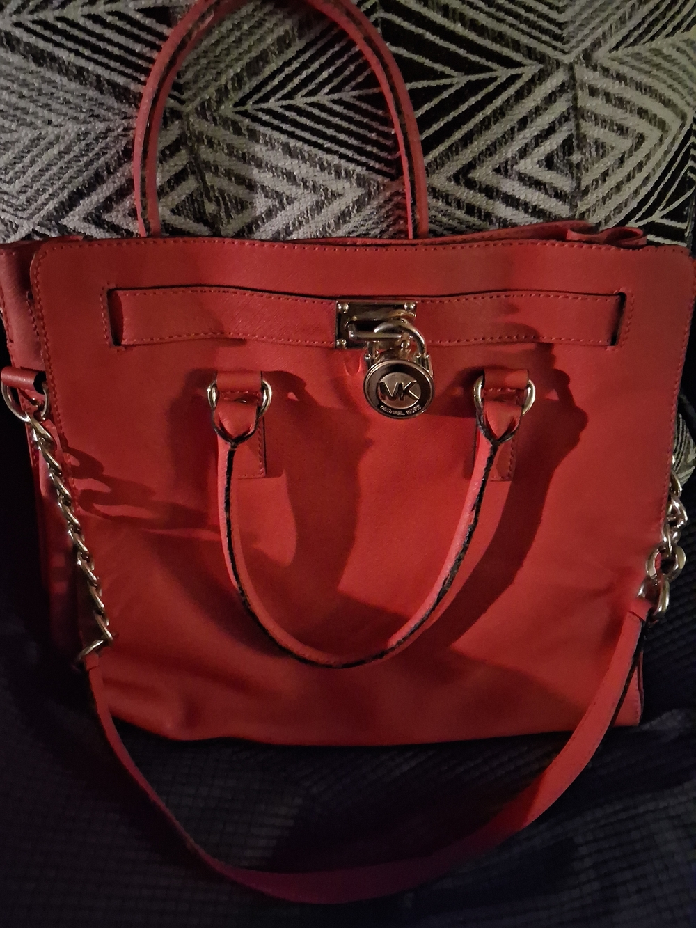 Michael Kors Neon  Orange   Leather Tote Bag